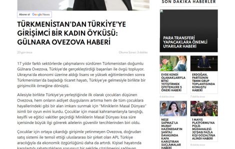 Haberver Türkmenistan’dan Türkiye’ye Girişimci Bir Kadın Öyküsü: Gülnara Ovezova