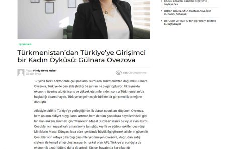 Findynews Türkmenistan’dan Türkiye’ye Girişimci Bir Kadın Öyküsü: Gülnara Ovezova